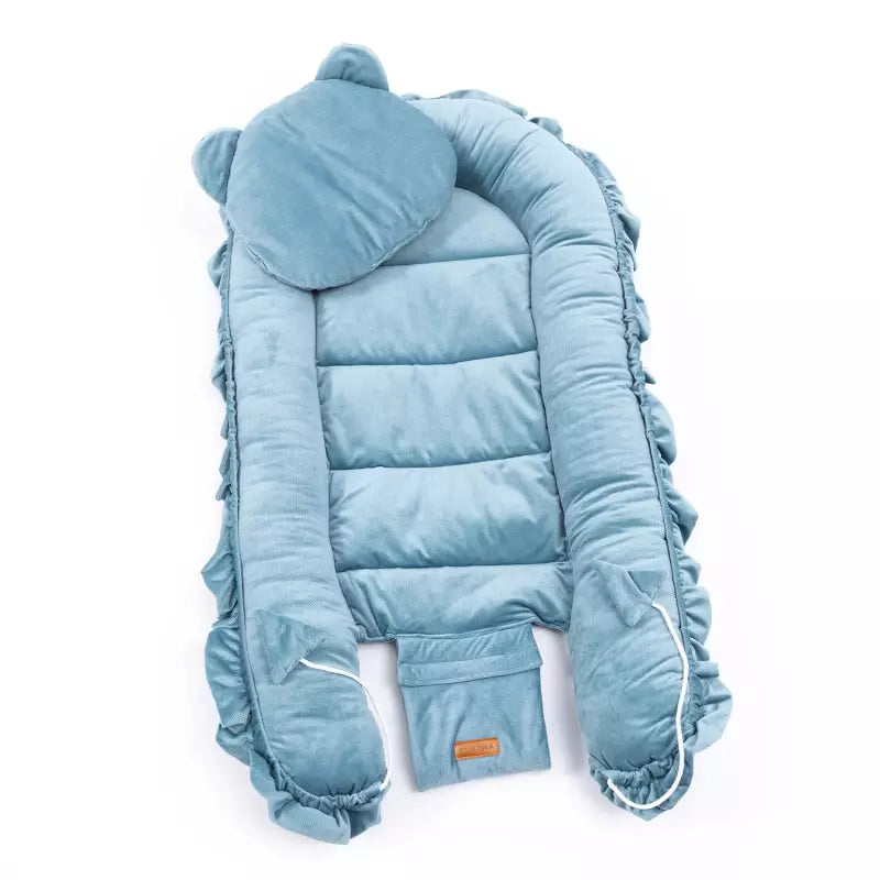 Babybettchen/Nestchen Samt - mit Kissen - Farbe blau