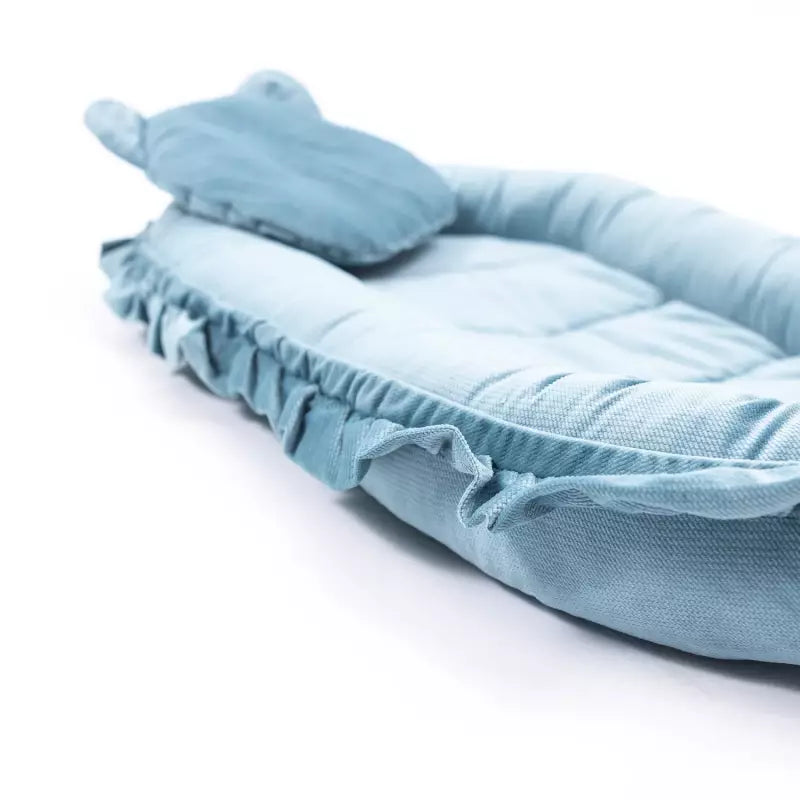Babybettchen/Nestchen Samt - mit Kissen - Farbe blau