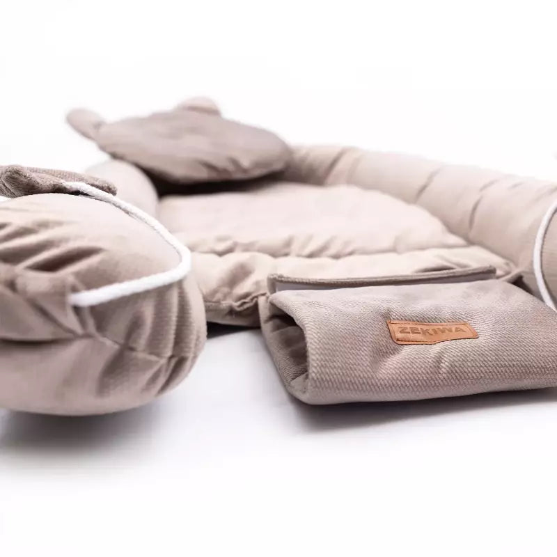 Babybettchen/Nestchen Samt - mit Kissen - Farbe braun