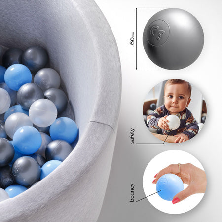 Plush Nest - Bällebad Cord-grün inkl. 200 Bälle (perl, silber, hellblau)