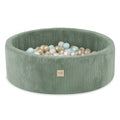 Plush Nest - Bällebad Cord-grün inkl. 200 Bälle (perl, silber, rosa)