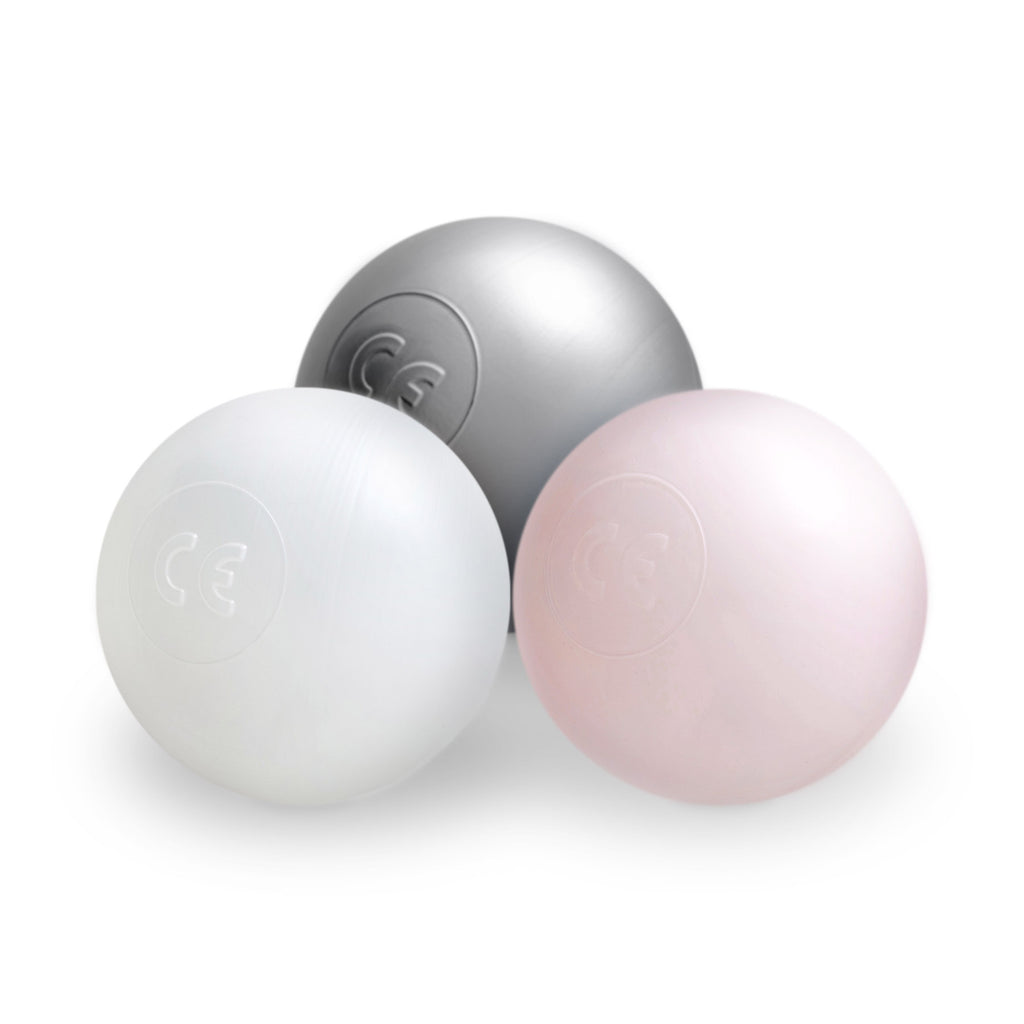 Plush Nest - Bällebad Cord-grün inkl. 200 Bälle (perl, silber, rosa)