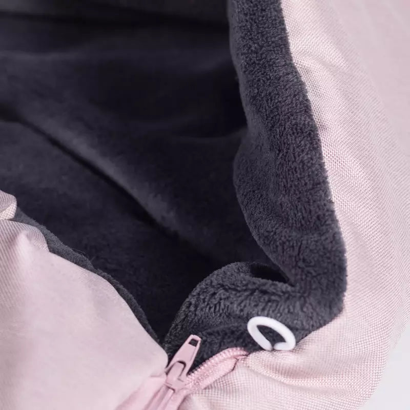 Warmer Winter Fußsack mit Handschuhen für Kinderwagen oder Schlitten, hellrosa mit Plüschfell - 110 cm
