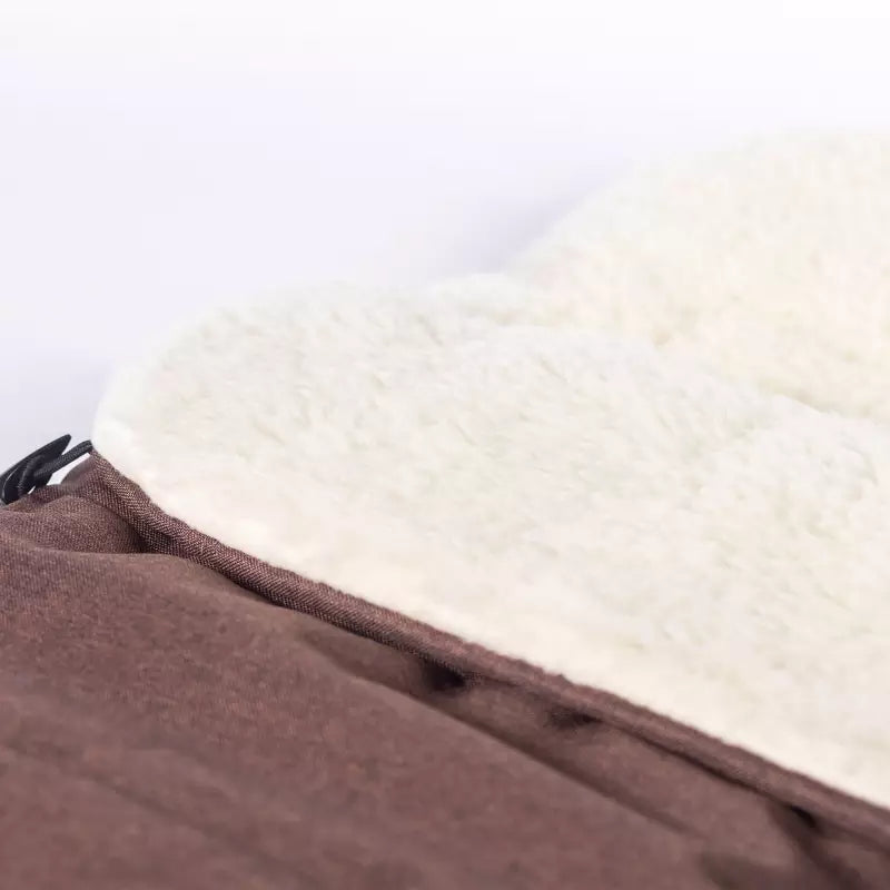 Fußsack mit Handmuff - Fell in Lammfelloptik - Braun