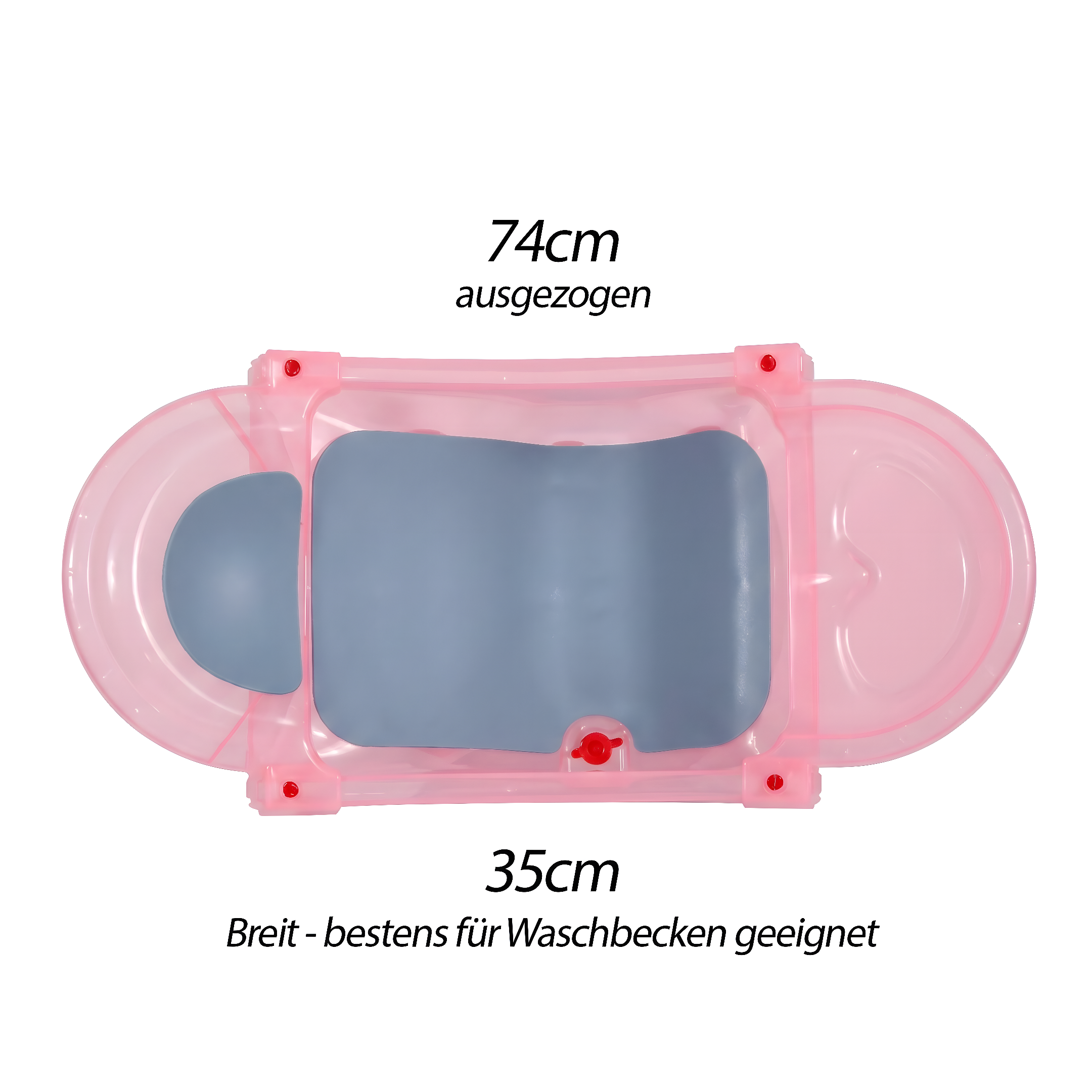 ZEKIWA Baby Badewanne ausziehbar bis 74cm - rosé