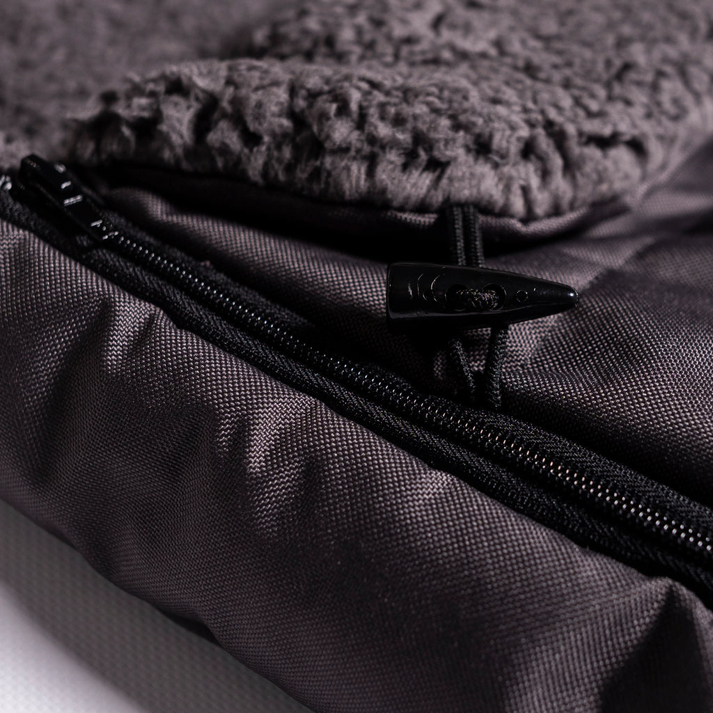 Warmer Winter Fußsack mit Handschuhen  für Kinderwagen oder Schlitten, graphit mit TEDDY Fell - 110 cm