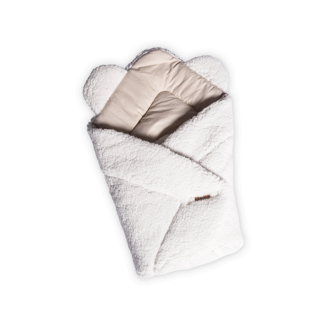 Puckdecke - Kokon, Baby Einschlagdecke - beige - für Kinderwagen geeignet