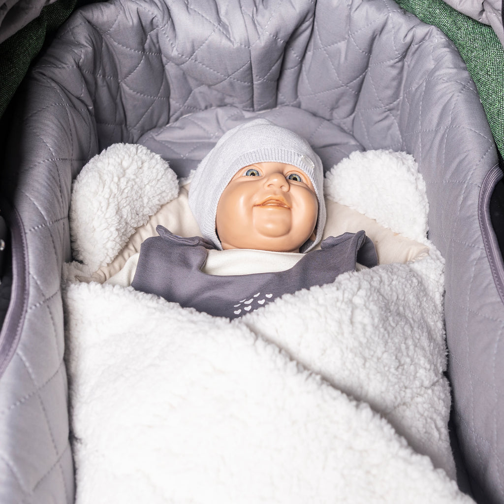 Puckdecke - Kokon, Baby Einschlagdecke - beige - für Kinderwagen geeignet