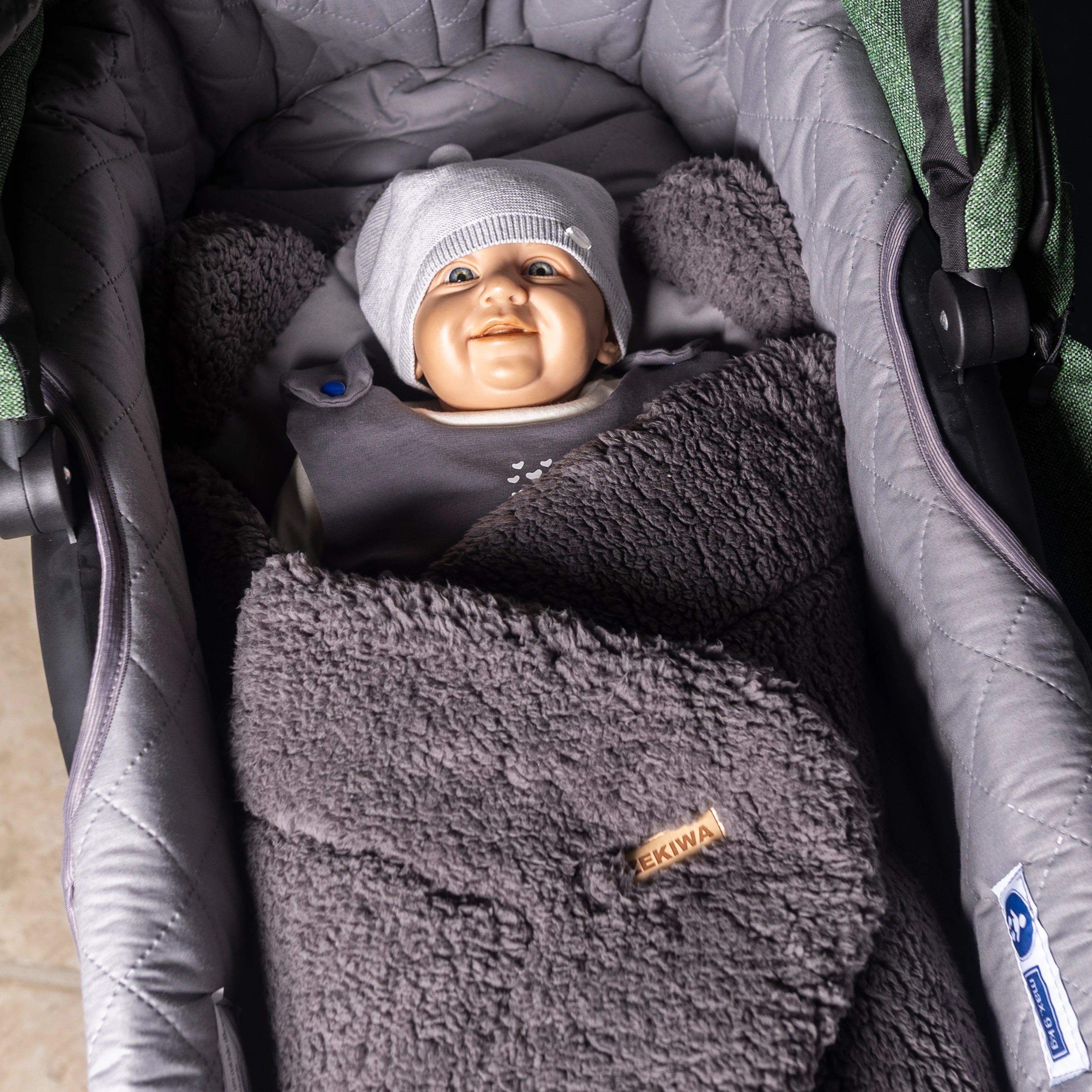 Puckdecke - Kokon, Baby Einschlagdecke - grau - für Kinderwagen geeignet